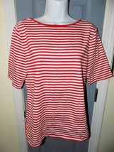 CHAPS Red &amp; White Striped Criss Cross Back Short Sleeve Shirt Top Size XL NWOT - £16.03 GBP