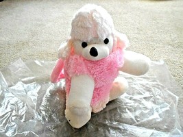 Stuffed Animal Puppy Dog Pajama Bag, Pink &amp; Cream w/handle - £11.86 GBP