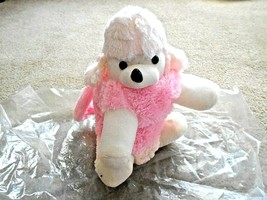 Stuffed Animal Puppy Dog Pajama Bag, Pink &amp; Cream w/handle - $14.84