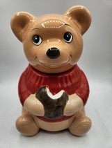 Vintage Metlox Cookie Jar California Pottery Teddy Bear Eating Cookie 11.5&quot; - £9.45 GBP