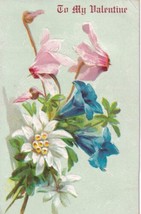  Valentine Bouquet of Pink Blue &amp; White Flowers 1912 Postcard E27 - $6.99