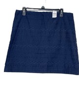 Gap Women&#39;s Skirt Mini Eyelet Embroidered Lined 100% Cotton Navy Blue 12 NWT - £18.98 GBP
