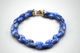 Gems En Vogue Dumortierite Interchange Bracelet Blue Stone Sterling Gold Plating - £96.31 GBP