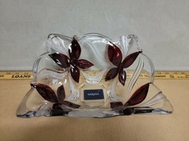 Mikasa Angelina Ruby 9.5&quot; Glass Bowl Red and White New NWT no box - £39.81 GBP