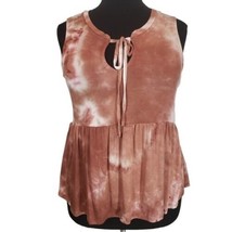 Knox Rose Women Rust Tie Dye Lace Up Tank Top Casual Sleeveless Shirt - $16.17