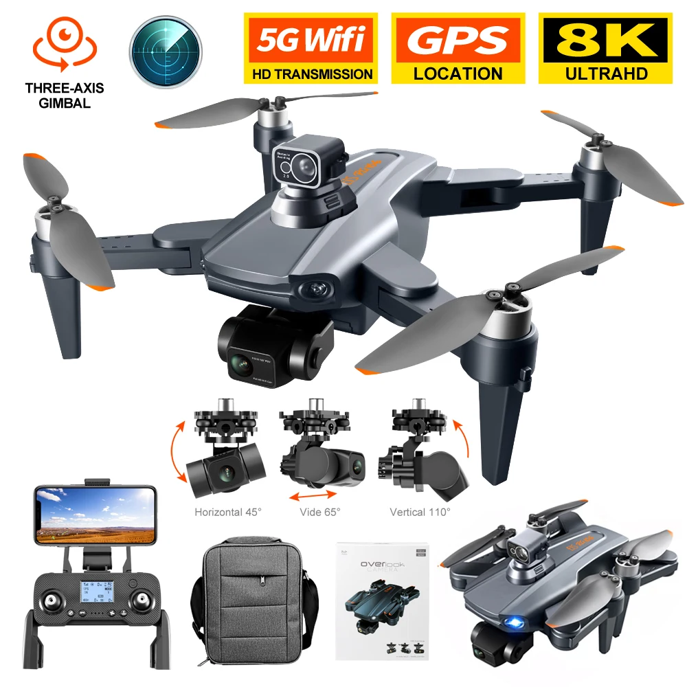 2022 New RG106 Drone 8k Dual Camera Profesional GPS Drones With 3 Axis Brushle - £215.05 GBP+