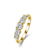 S925 Silver 14K Gold Plated 0.9ct VVS Moissanite 5-Stone Engagement Wedd... - $74.00