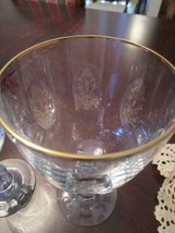 Crystal 2 Water Goblets Moser Style Golden Etched Medallions 4 Side STEM[*1ST] - $124.73