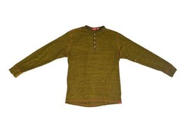 Agave Shirt Mens Medium Green Thermal Henley Long Sleeve Lux Made in USA - £12.62 GBP