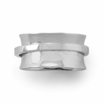 Men&#39;s 14K White Gold Plated 11mm Wide Band Small Spinner Band Silver Women Ring - £113.15 GBP