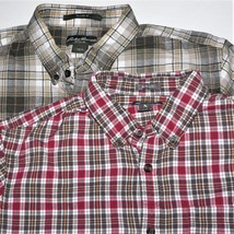 Lot Of 2 Men's Eddie Bauer Flannel Plaid Shirts ~ Sz L / Large ~ Vg ~ Workshirts - £21.51 GBP