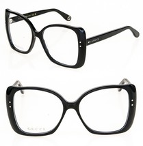 GUCCI 0473 Black Oversized Retro Eyeglasses 55mm GG0473O Optical Frame 001 - £284.89 GBP
