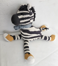 Elegant Baby Zebra Plush Stuffed Animal Knitted Body Yellow Shoes Blue Scarf - £13.36 GBP