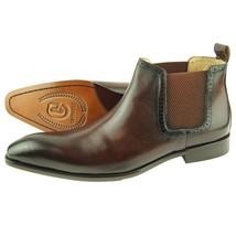 Carrucci Low-Top Chelsea, Men&#39;s Pull-on Leather Ankle Boots, Chestnut - £89.26 GBP