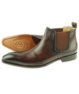 Carrucci Low-Top Chelsea, Men&#39;s Pull-on Leather Ankle Boots, Chestnut - £88.25 GBP