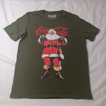 Coca-Cola Lucky Brand Men&#39;s Medium Green Santa Christmas Short Sleeve T-... - $6.91
