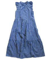 NWT J.Crew Tall Tiered Ruffle-Sleeve Midi in Sapphire Gingham Cotton Dress MT - $92.00