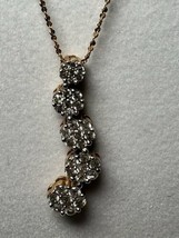 14K White Gold 1 Carat Diamond Cluster Journey Pendant Necklace For Women - £494.60 GBP