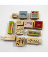 Set of 12 Crafting Stamps Miscellaneous Happy Birthday Life is Fragil ET... - £11.64 GBP