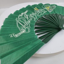 Vintage Asian Banguio Philippines Handheld Folding Fan 16&quot; Open 9&quot; Folded - £13.66 GBP