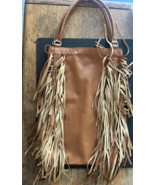 Area Stars Bag Brown Fringe Faux Leather Hobo - $50.99