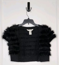 Size Medium John Paul Richard Black Rabbit Fur Open Cardigan Shrug - $35.00