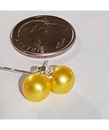 7-8mm Yellow-Colored Akoya Cultured Pearl 925 Sterling Silver Stud Earrings - $12.00