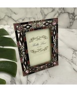 Bella Lux Vintage Y2k Rhinestone Mini Picture Frame Pink Green Metal Ornate - $418.62 MXN