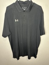 Under Armour Men’s Headgear Loose Fit Collared Black Short Sleeve Shirt ... - $29.69