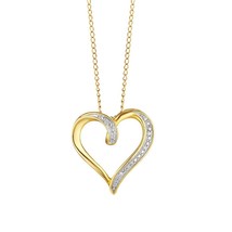 14K Oro Amarillo Chapado Real Moissanita Corazón Abierto Promise Colgante Collar - £60.43 GBP