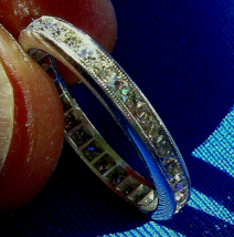 Earth mined Diamond Deco Wedding Band Antique Eternity Anniversary Ring Size 5.5 - $2,956.75 CAD
