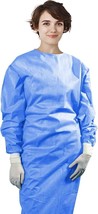 Robes 10ct Blue Polypropylene Fabric Frocks Large Robes /w Elastic Wrists - $31.09