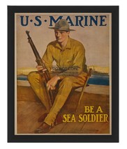 WW1 War Times U.S. Marine &quot;Be A Sea Soldier&quot; Recruting Poster 8X10 Framed Photo - £15.71 GBP