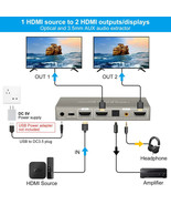 HDMI Splitter Audio Extractor 1 in 2 out 4K60HZ HDMI Dual Monitor Adapte... - £28.16 GBP