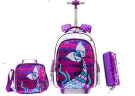 School Wheeled backpack for girls School Trolley Bag with wheels with lu... - £112.04 GBP