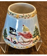 Large Yankee Candle Christmas Snowmen 3D Opalescent Ceramic Shade/Topper... - $41.36 CAD