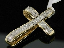 14K Placcato Oro Giallo 2CT Rotondo Diamanti Finti Croce Gesù Donna Ciondolo - £94.67 GBP