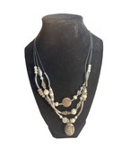 Vintage Avon White and Silver Beaded Triple Layer Necklace 11.5 in Drop - £13.64 GBP