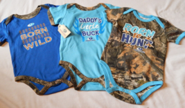 Baby Boys Mossy Oak 3 pc Camo Bodysuit Set Size 3/6 &amp; 18 Months Infant Outfit - £20.65 GBP