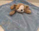 Carters Brown white Plush puppy dog blue baby security blanket - $13.50