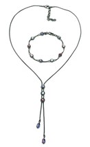 Anne Klein II Purple Blue Rhinestone Y Necklace Bracelet Set - £17.06 GBP