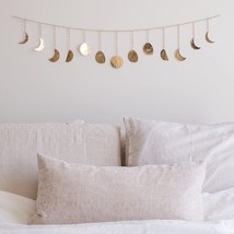 Moon Phase Wall Decor Handmade Hammered Gold Metal 13 Moons 36&quot; Garland Phases o - $38.95