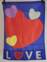 Love Flag Reversible Embroidered Applique Hearts Lg Double Sided Valenti... - $8.95