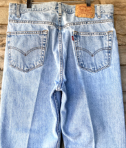 Levis 505 Jeans Mens 36 x 30 Blue Faded Distressed Red Tab Batwing Dad V... - $32.90