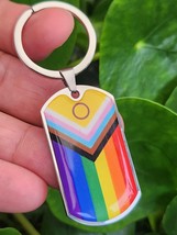 Keyring Progress Pride LGBTQIA Symbol Iconic Gay Pride High Quality Steel Gift - £5.99 GBP