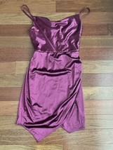 BCX Dress Stretch Satin Draped Faux Wrap Size 1 Spaghetti Strap Party Pu... - $23.75