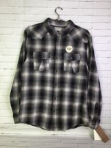 Retrofit Brand MFG Mens Size M Plaid Black Gray Brown Long Slv Button Up... - £16.61 GBP