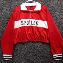 Rue + Cropped Sweater Women Plus 1X Red Stripe Spoiled Spell Out 1/4 Zip - £6.42 GBP