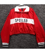 Rue + Cropped Sweater Women Plus 1X Red Stripe Spoiled Spell Out 1/4 Zip - £6.14 GBP