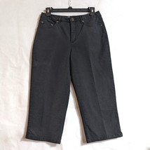 Talbots Petites Stretch Capri Jeans Pants Womens Sz 4 Black Flat Front 5 Pocket - £6.17 GBP